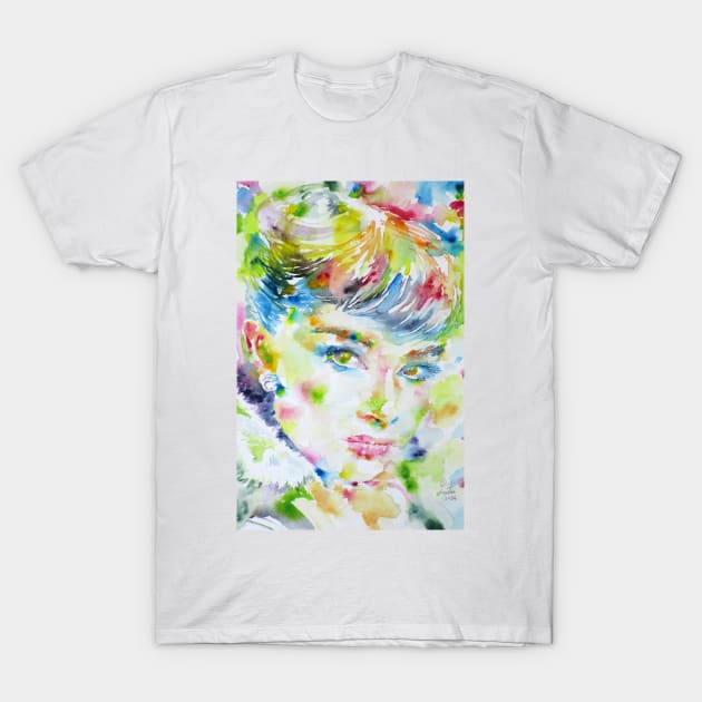 AUDREY HEPBURN watercolor portrait .6 T-Shirt by lautir